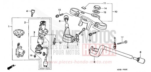 TUYAU DE GUIDON/PONT SUPERIEUR NSR125R1 de 2001
